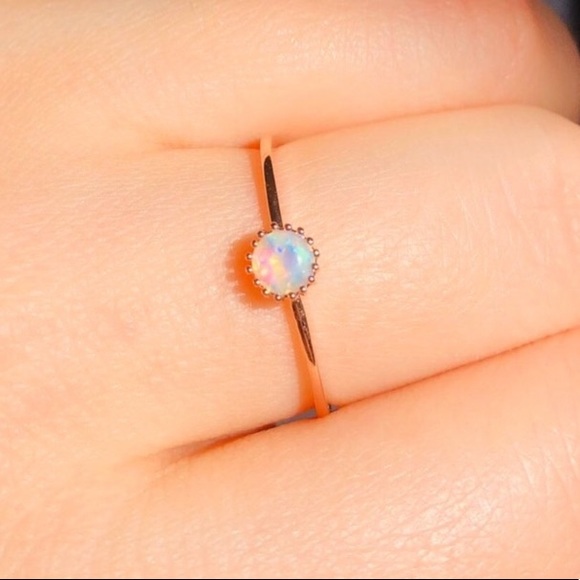 New delicate rose gold plated opal ring - Picture 4 of 4